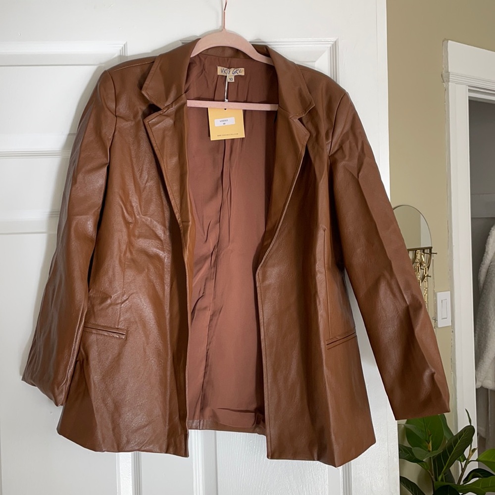 Verge girl never worn brown faux leather blazer size AU 10 (US 6)